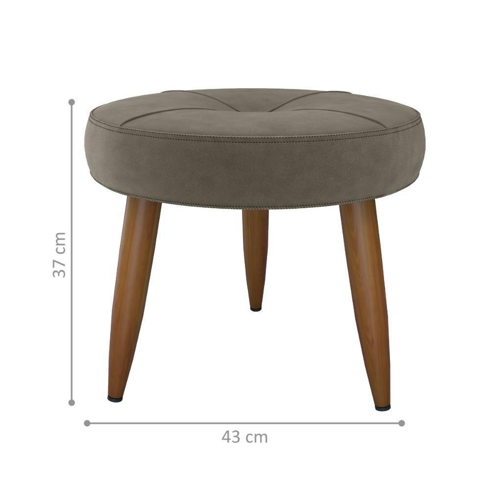 Puff Redondo Para Sala Davi Veludo Cappuccino - 2