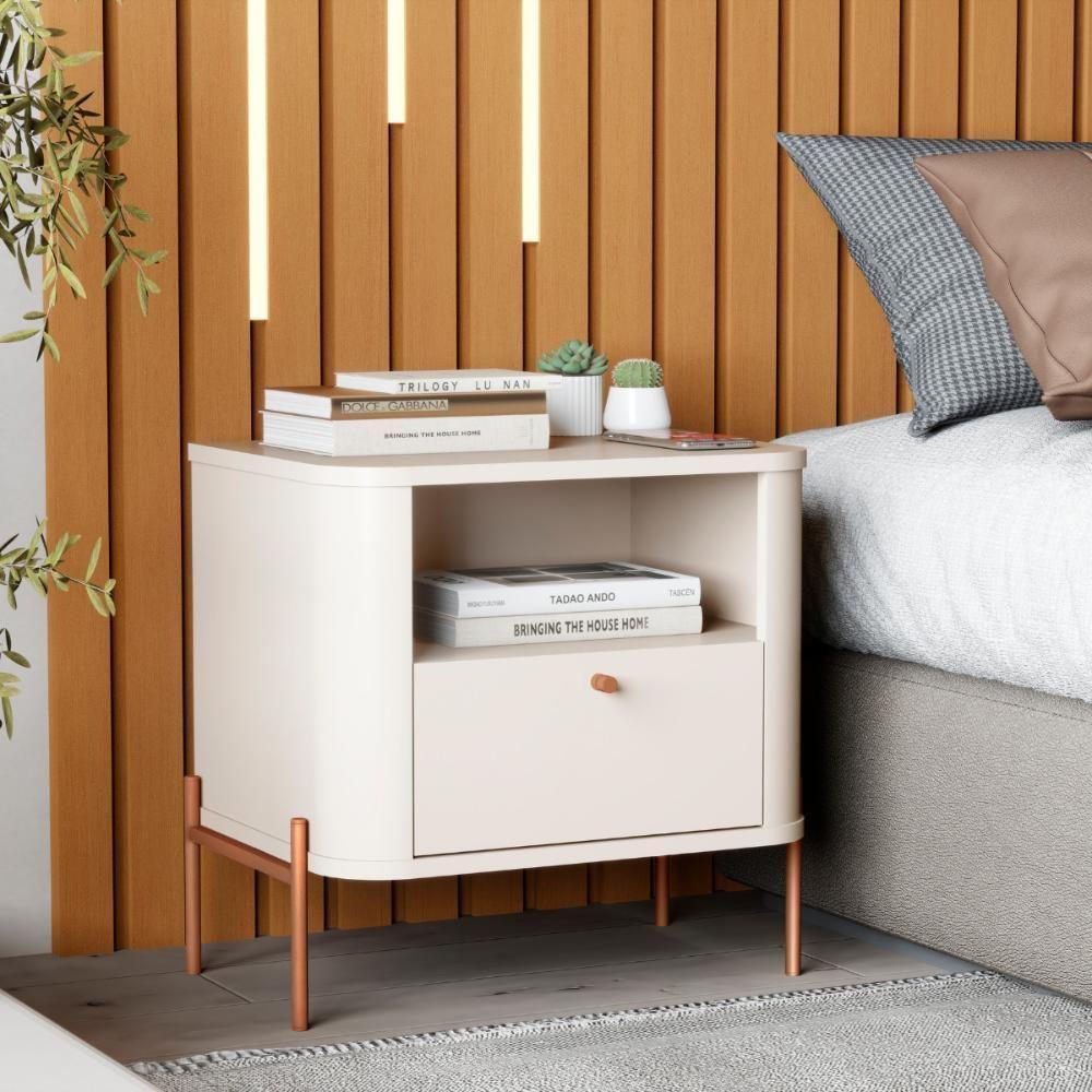 Mesa De Cabeceira Sweet Dreams Off White Bronze - 1