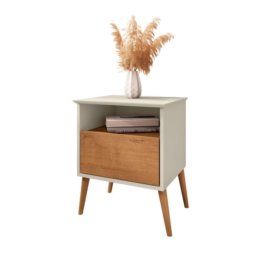 Conjunto De Mesa De Cabeceira Moreira Off White Naturalle - 4