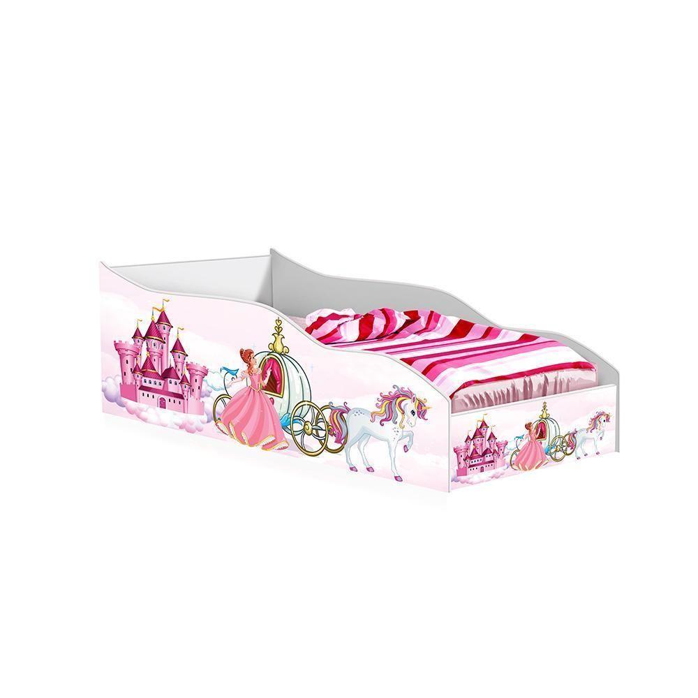 Cama Carro Menina Infantil Carruagem Unicórnio Com Colchão - 1