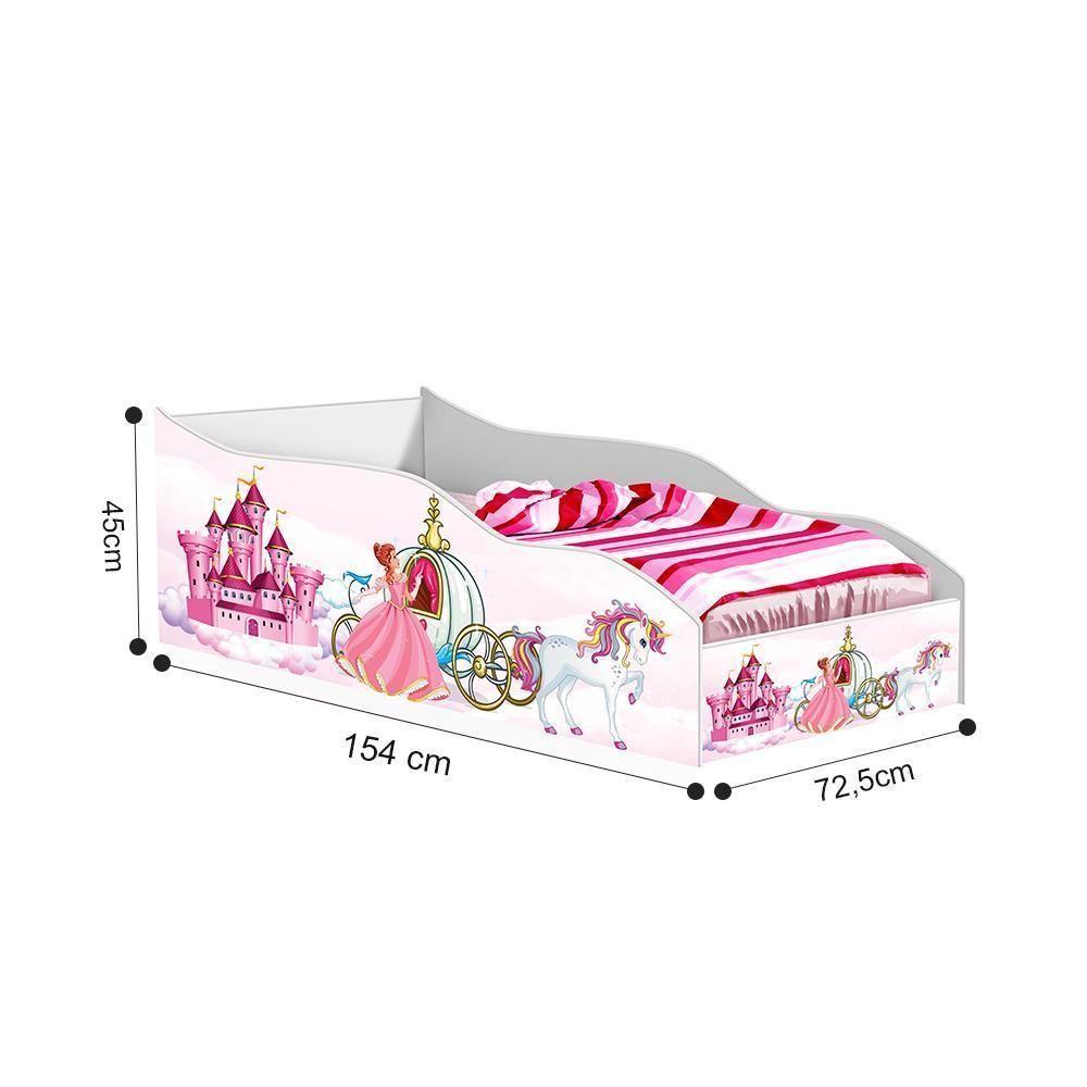 Cama Carro Menina Infantil Carruagem Unicórnio Com Colchão - 2