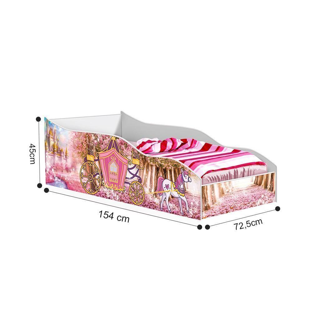 Cama Carro Menina Infantil Encantado Princesa Com Colchão - 2