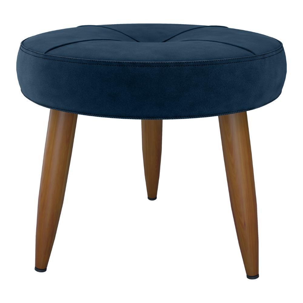 Puff Redondo Para Sala Davi Veludo Azul - 3