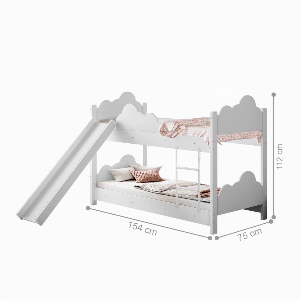 Beliche Ayla Branco Com Escorregador Colchões E 2 Luminárias Sonhos De Luz - 3