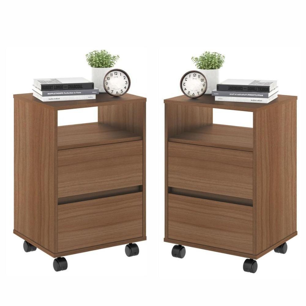 Conjunto Mesa De Cabeceira Com Rodízios Nadi Montana - 1