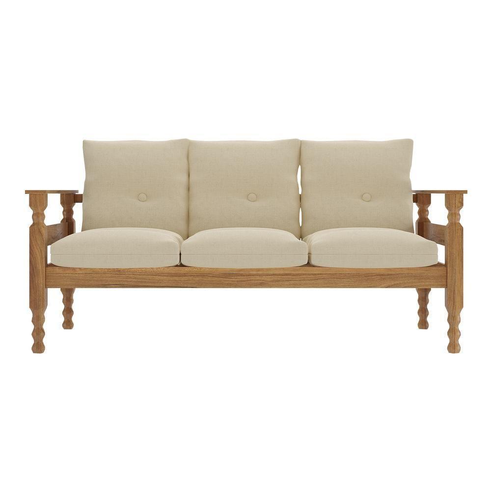 Sofá 3 Lugares Madeira Maciça Liz Multimóveis Cr7000.t62 Imbuia/bege - 2