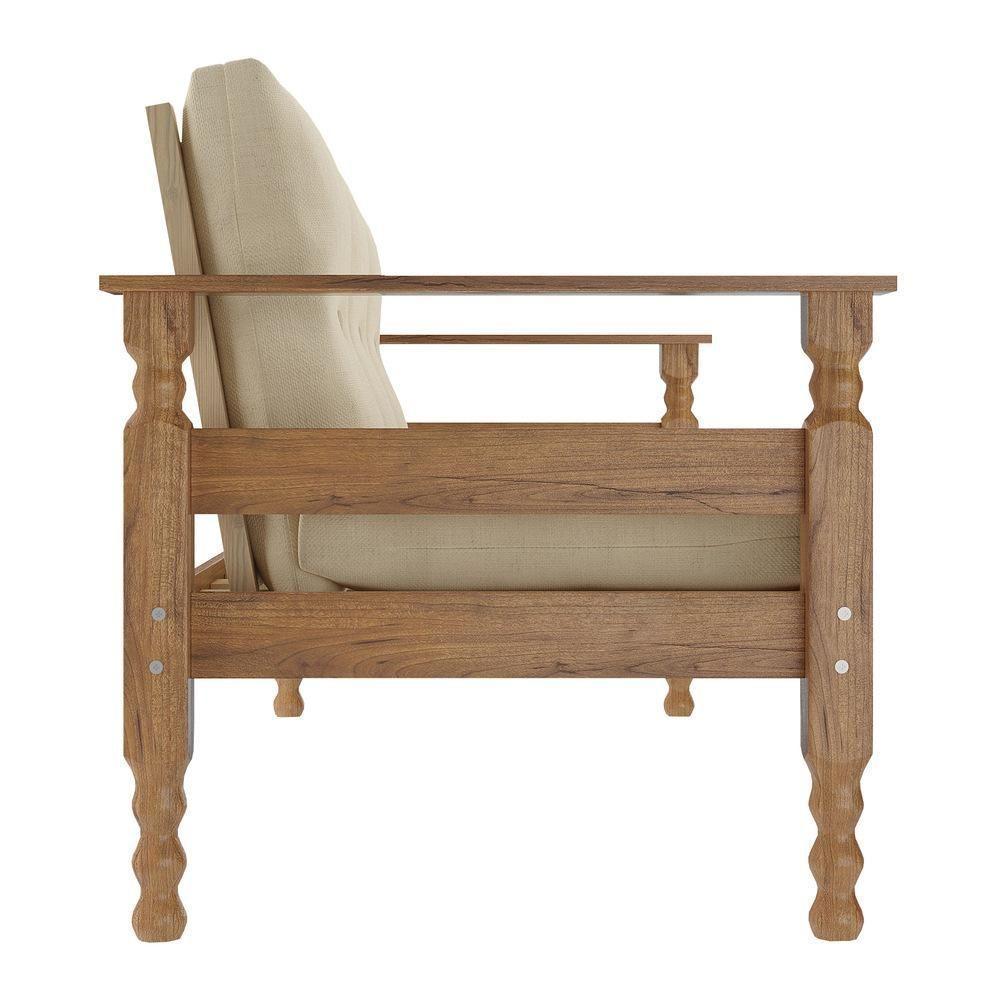 Sofá 3 Lugares Madeira Maciça Liz Multimóveis Cr7000.t62 Imbuia/bege - 3