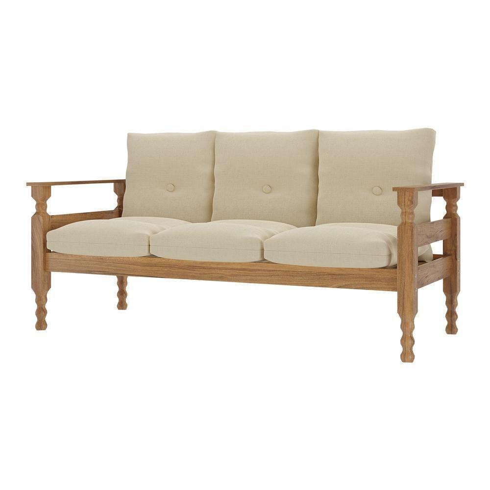 Sofá 3 Lugares Madeira Maciça Liz Multimóveis Cr7000.t62 Imbuia/bege - 5