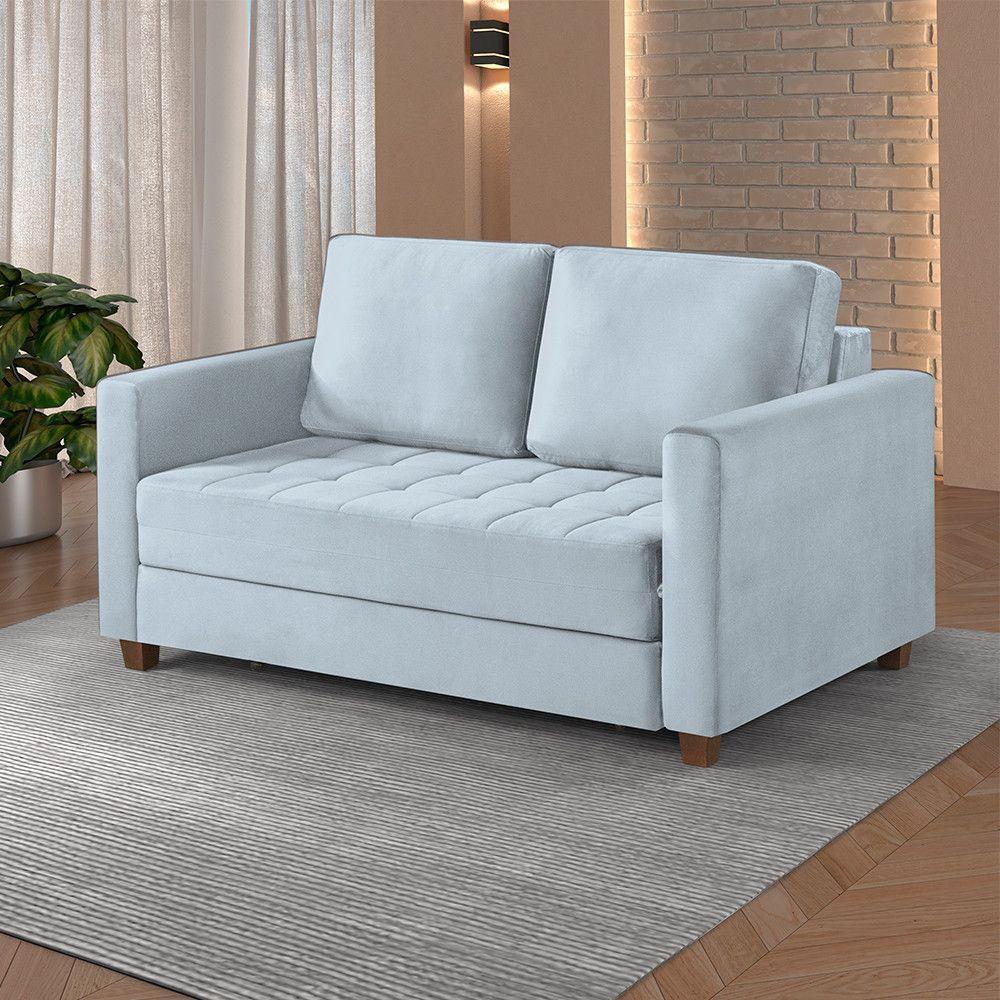 Sofá Cama 2 Lugares 150 Casal Veludo Paris Cinza C/ Castanho - 1