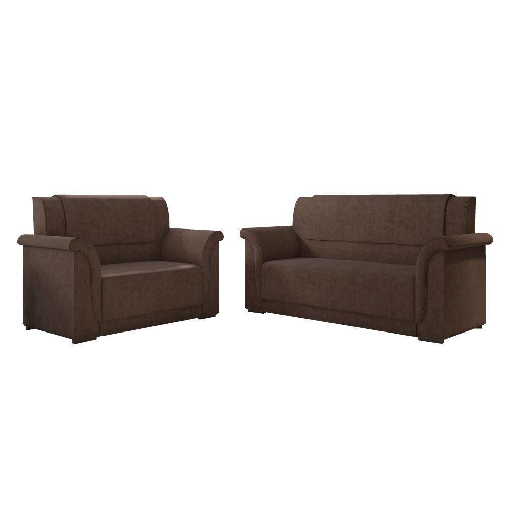 Sofá 2 E 3 Lugares Itália Marrom Suede Marrom - 1