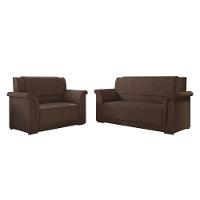 Sofá 2 E 3 Lugares Itália Marrom Suede Marrom - 1