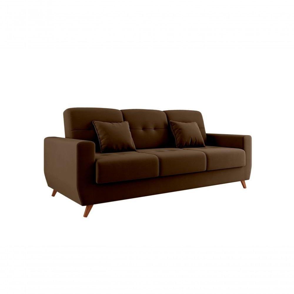 Sofá Cama Casal Reclinável Com Baú Pamela - Marrom Escuro - 1