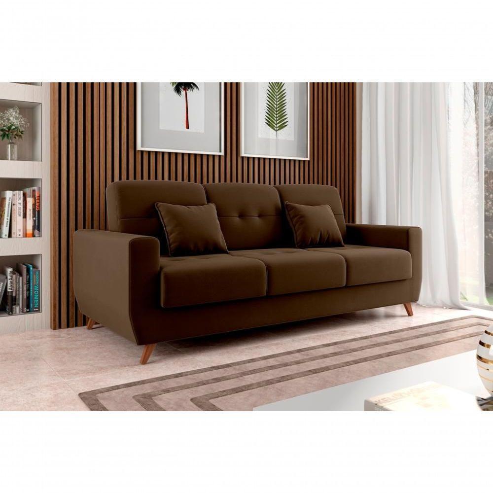 Sofá Cama Casal Reclinável Com Baú Pamela - Marrom Escuro - 3