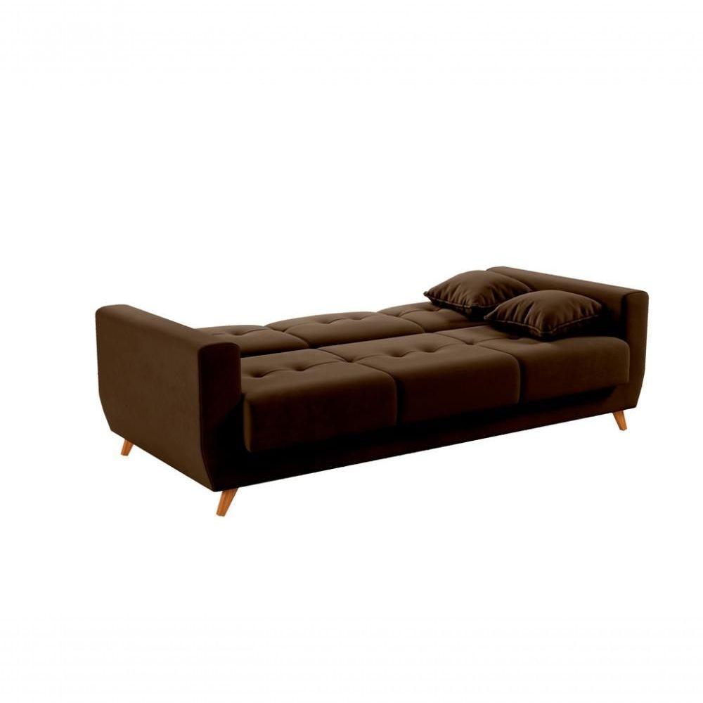 Sofá Cama Casal Reclinável Com Baú Pamela - Marrom Escuro - 4