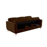 Sofá Cama Casal Reclinável Com Baú Pamela - Marrom Escuro - 5