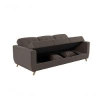 Sofá Cama Casal Reclinável Com Baú Pamela - Veludo Chumbo - 4