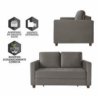 Sofá Cama 2 Lugares 150 Casal Veludo Paris Prata C/ Castanho - 2