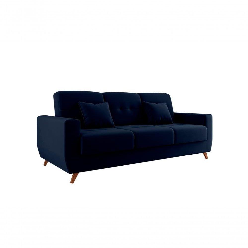 Sofá Cama Casal Reclinável Com Baú Pamela - Azul Marinho - 3