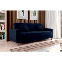 Sofá Cama Casal Reclinável Com Baú Pamela - Azul Marinho - 2