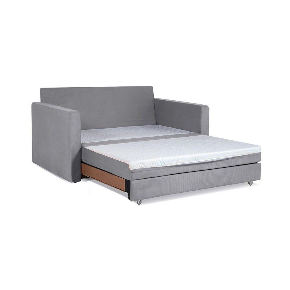 Sofá Cama Castor Casal Salerno Max Suede Cinza - 1