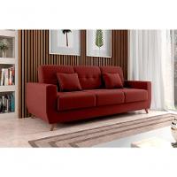 Sofá Cama Casal Reclinável Com Baú Pamela - Veludo Vinho - 2