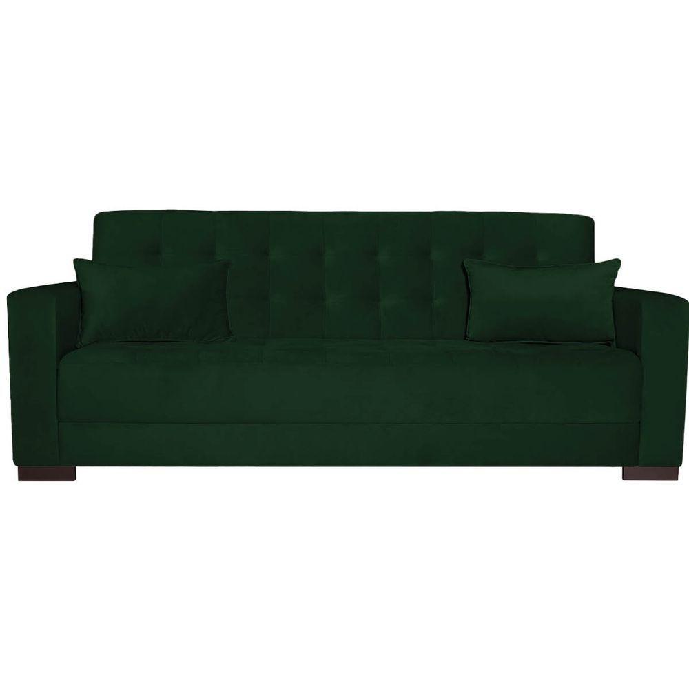 Sofá Cama 3 Lugares Jobim Suede - Doce Sonho Móveis Verde - 5