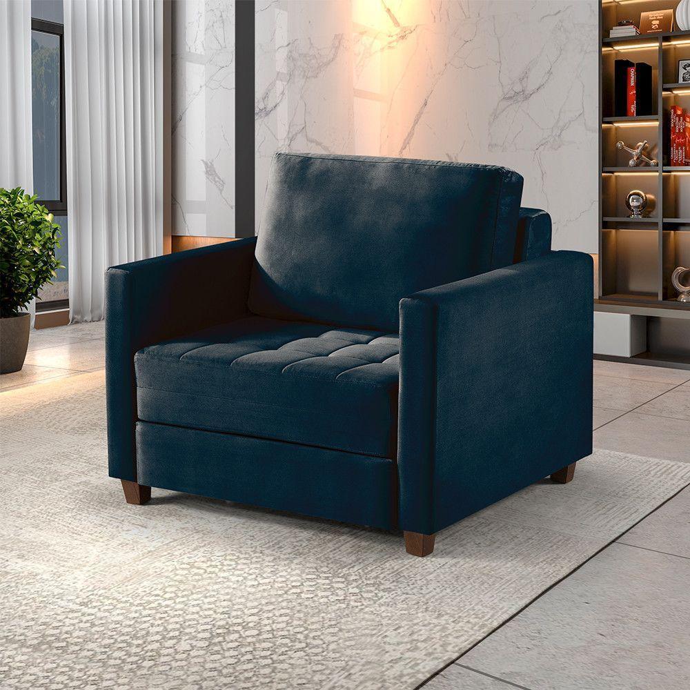 Sofá Cama 1 Lugar 100 Solteiro Paris Preto C/ Castanho - 1