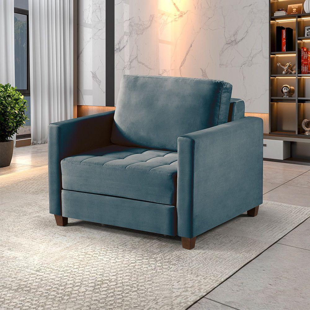 Sofá Cama 1 Lugar 100 Solteiro Paris Grafite C/ Castanho - 2