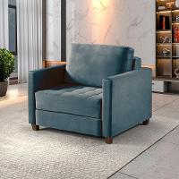 Sofá Cama 1 Lugar 100 Solteiro Paris Grafite C/ Castanho - 1