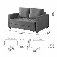 Sofá Cama Marcelle 2 Lugares Casal Veludo Paris Pés De Madeira Talento Móveis Bege Claro - 4