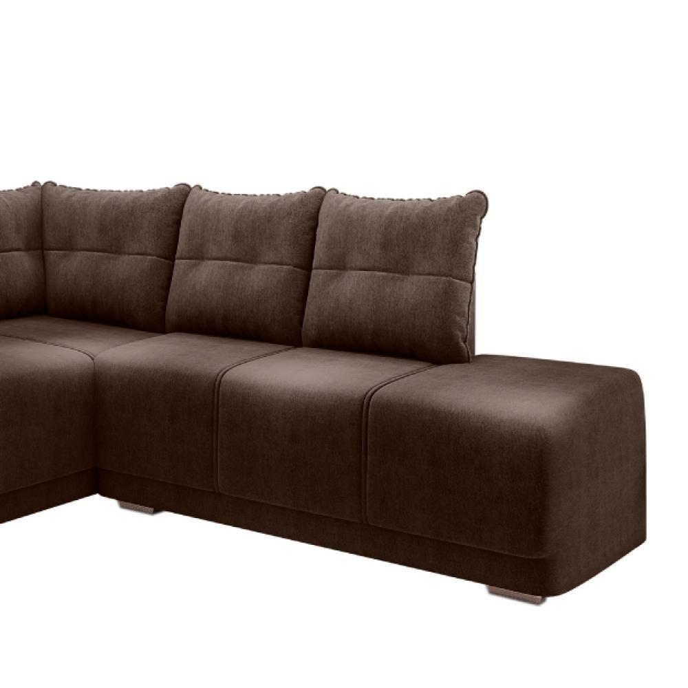 Sofá De Canto Marrocos Marrom Suede Liso Marrom - 4
