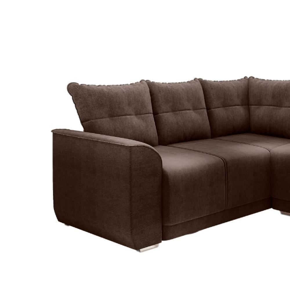 Sofá De Canto Marrocos Marrom Suede Liso Marrom - 5