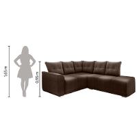 Sofá De Canto Marrocos Marrom Suede Liso Marrom - 2