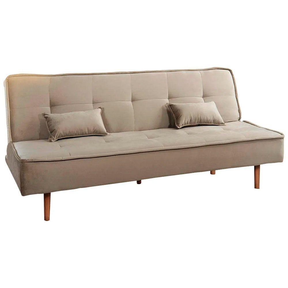 Sofá Cama Silver 3 Lugares Reclinável Suede 192cm Bege - 5