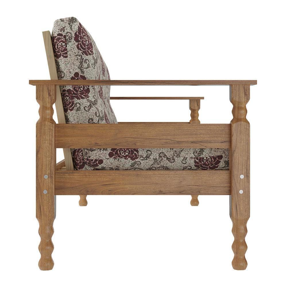 Sofá 3 Lugares Madeira Maciça Liz Multimóveis Cr7000.t65 Imbuia/floral - 5