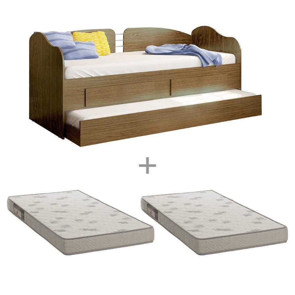 Sofá Cama Solteiro com Colchões Ditália Cama Auxiliar 8cm - 1