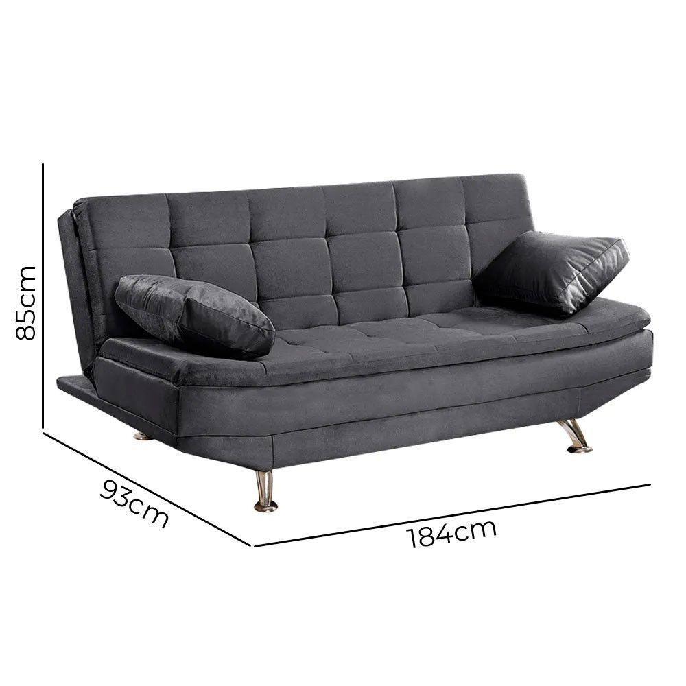 Sofá Cama Valencia 3 Lugares Reclinável Veludo Cinza - Speciale Home Cinza - 4