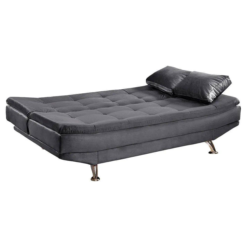 Sofá Cama Valencia 3 Lugares Reclinável Veludo Cinza - Speciale Home Cinza - 6