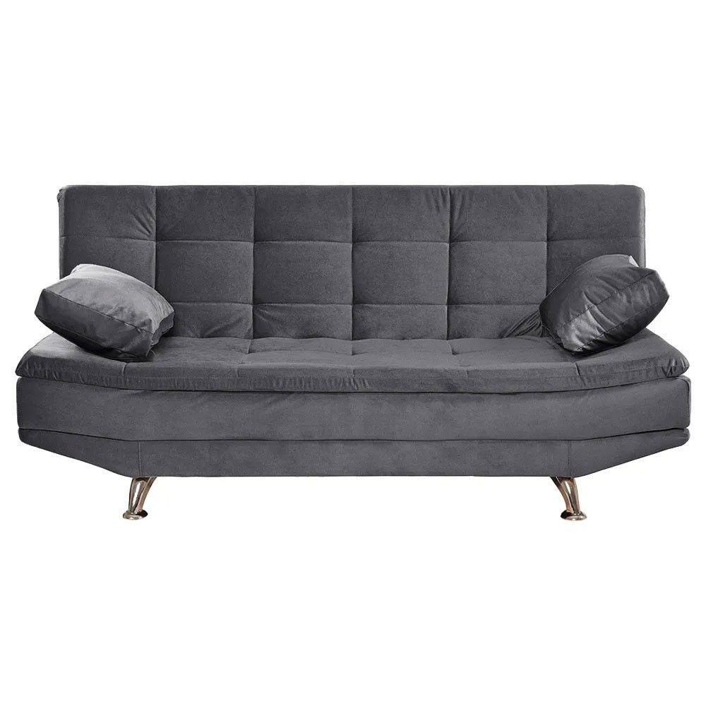 Sofá Cama Valencia 3 Lugares Reclinável Veludo Cinza - Speciale Home Cinza - 7