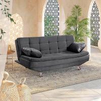 Sofá Cama Valencia 3 Lugares Reclinável Veludo Cinza - Speciale Home Cinza - 8