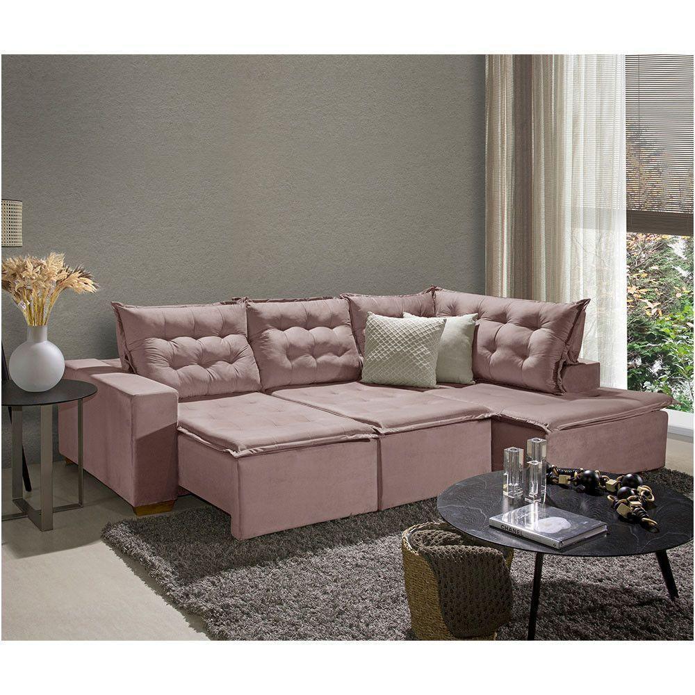 Sofá De Canto 5 Lugares 270cm Retrátil E Reclinável Rose - 1