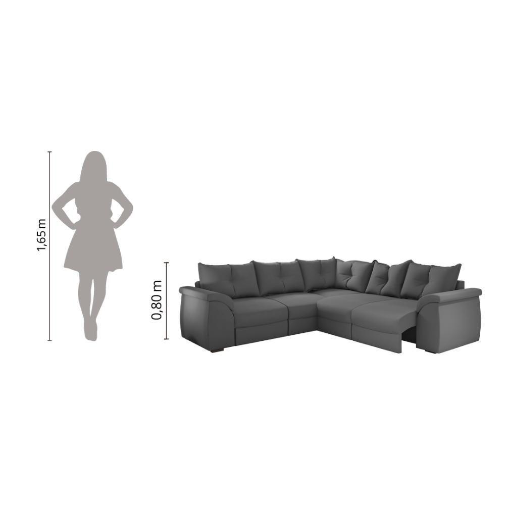 Sofá de Canto 5 Lugares com Retrátil Qatar Suede Cinza - 1