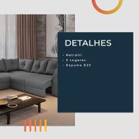 Sofá de Canto 5 Lugares com Retrátil Qatar Suede Cinza - 2