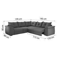 Sofá de Canto 5 Lugares com Retrátil Qatar Suede Cinza