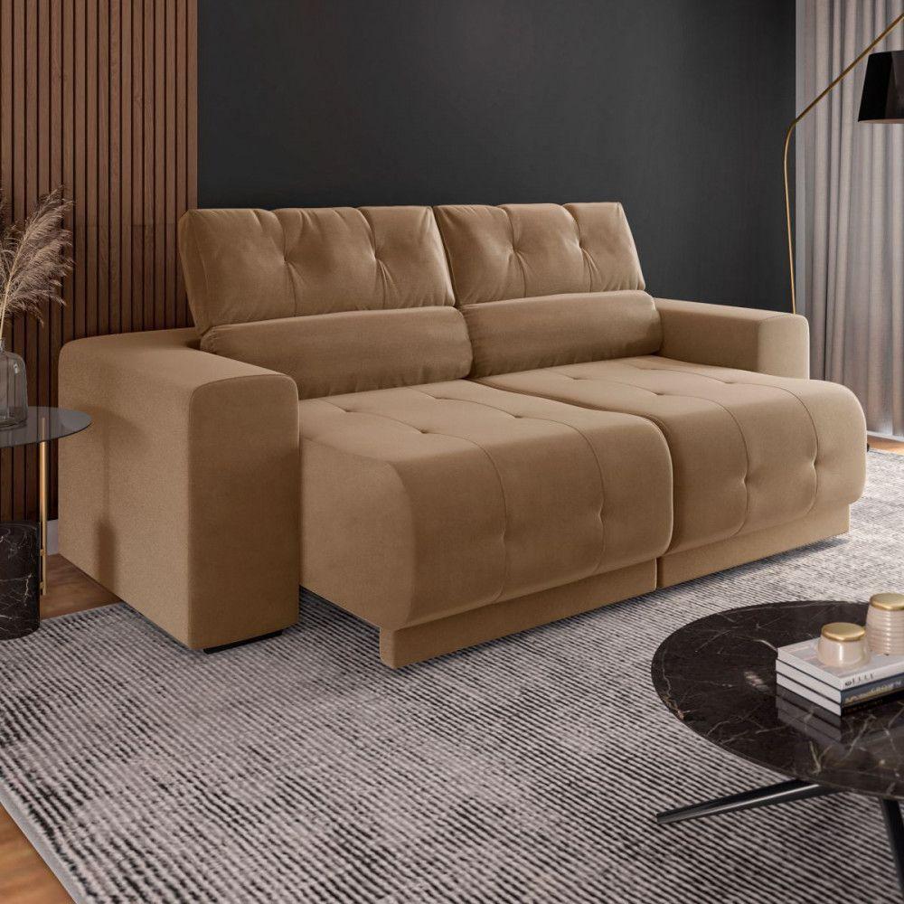 Sofá Retrátil Reclinável 3 Lugares Tecido Veludo Choco Choco - 1