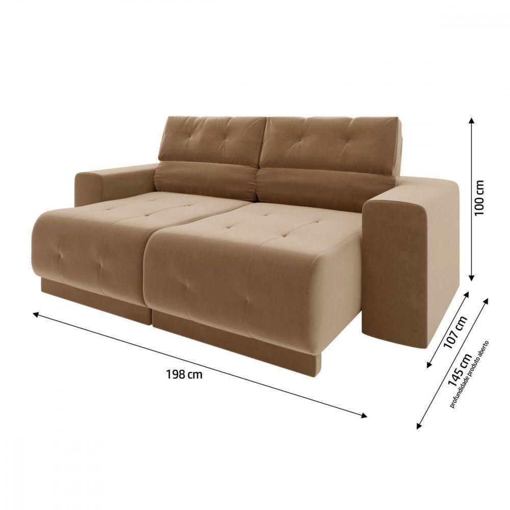 Sofá Retrátil Reclinável 3 Lugares Tecido Veludo Choco Choco - 3