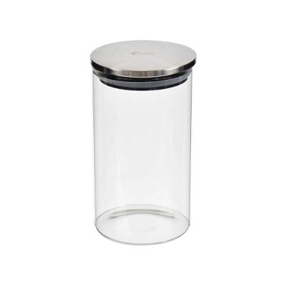 Pote Redondo De Vidro Com Tampa De Inox 600ml Kenya