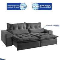 Sofá Máximo 4 Lugares Retrátil Reclinável 2.50m Veludo Mundial Estofados Cinza Profundo - 7