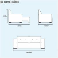 Sofá Máximo 3 Lugares Retrátil Reclinável 2.30m Veludo Mundial Estofados Cinza Profundo - 2
