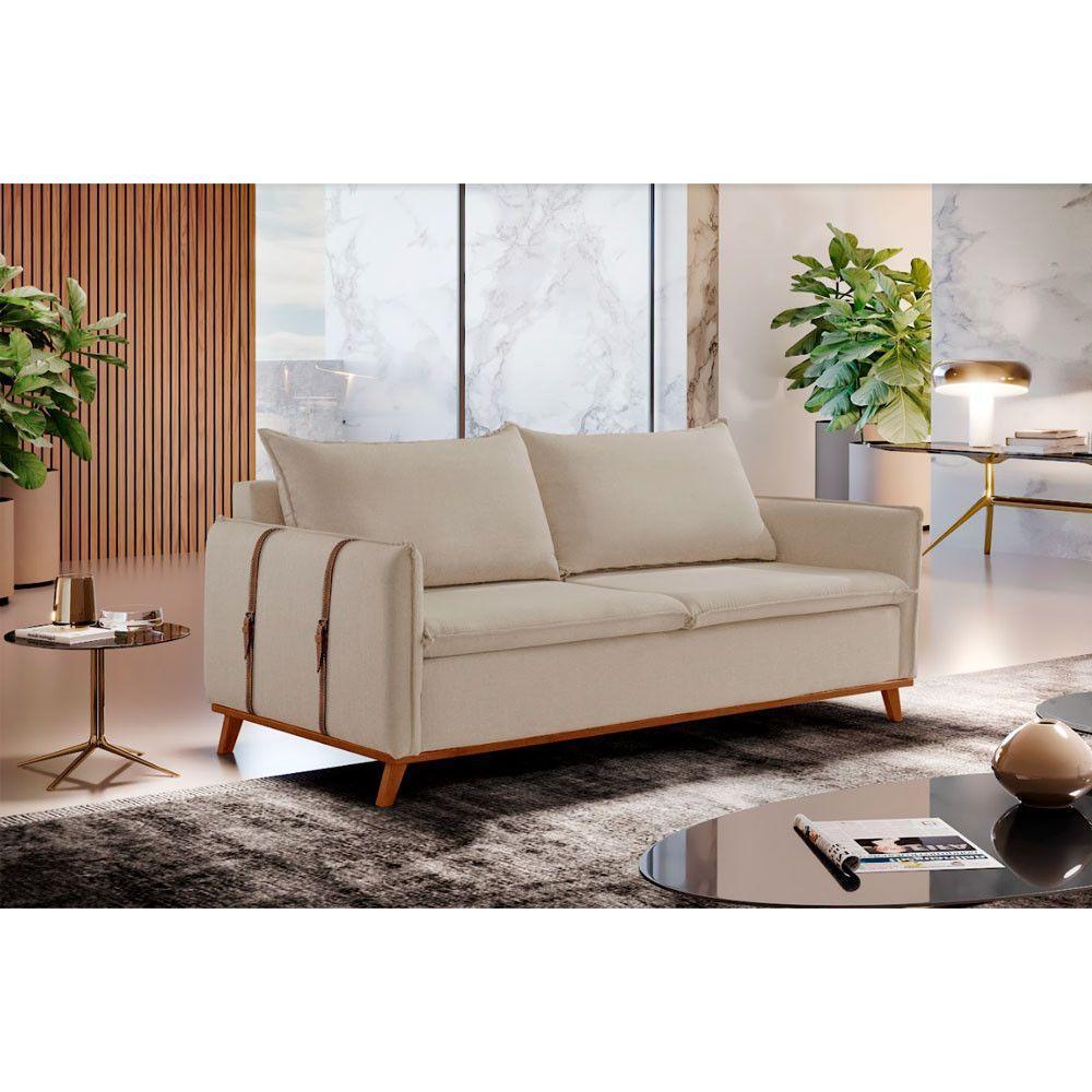 Sofá Fixo Living Argos 2,00m 03 Lugares Txr Palha - 1